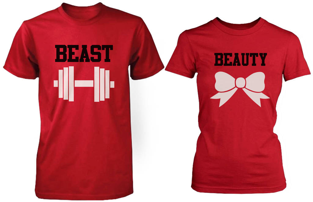 Beauty & Beast Red Matching Couple Shirts (Set)