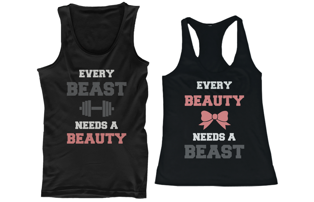 Beauty and Beast Need Each Other His and Her Matching Couple Tank Tops