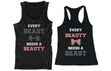 Beauty and Beast Need Each Other His and Her Matching Couple Tank Tops
