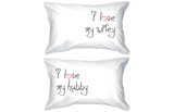 I Love My Hubby and Wifey Standard Size 21 x 30 Matching Couple Pillowcases