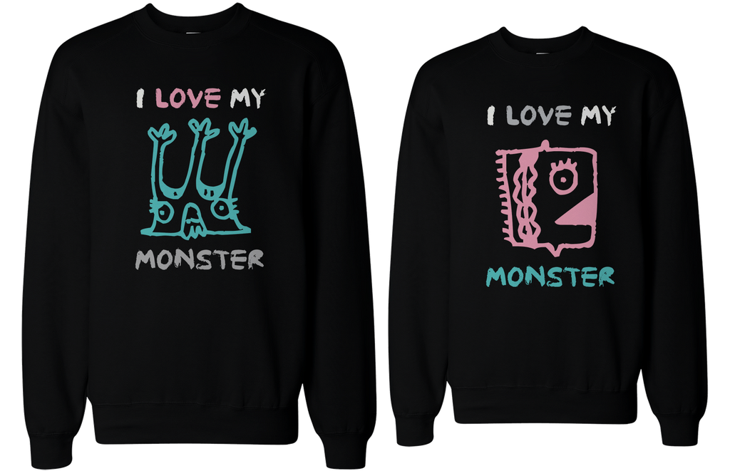 I Love My Monster Couple Sweatshirts Funny Matching Outfit for Couples