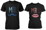 Mr. Blue Mustache & Mrs. Pink Lips Matching Couple Shirts (Set)