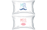 Mr and Mrs PillowCovers  Standard Size 21 x 30 Matching Couple Pillowcases