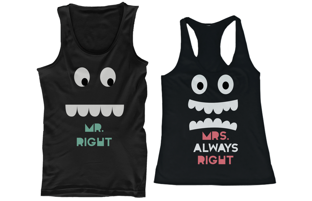 Mr. Right and Mrs. Always Right His and Her Matching Tank Tops for Couples