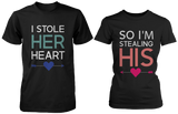 I Stole Her Heart So I'm Stealing Heart Matching Couple Shirts (Set)