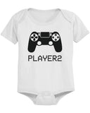 Daddy and Baby Matching White T-Shirt / Bodysuit Combo - Player1 and Player2