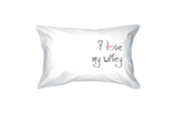 I Love My Hubby and Wifey Standard Size 21 x 30 Matching Couple Pillowcases