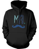 Mr and Mrs Couple Outfit Mustache and Lips Matching Hoodies for Couples