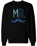 His and Her Mr Mustache and Mrs Lips Matching Sweatshirts for Couples