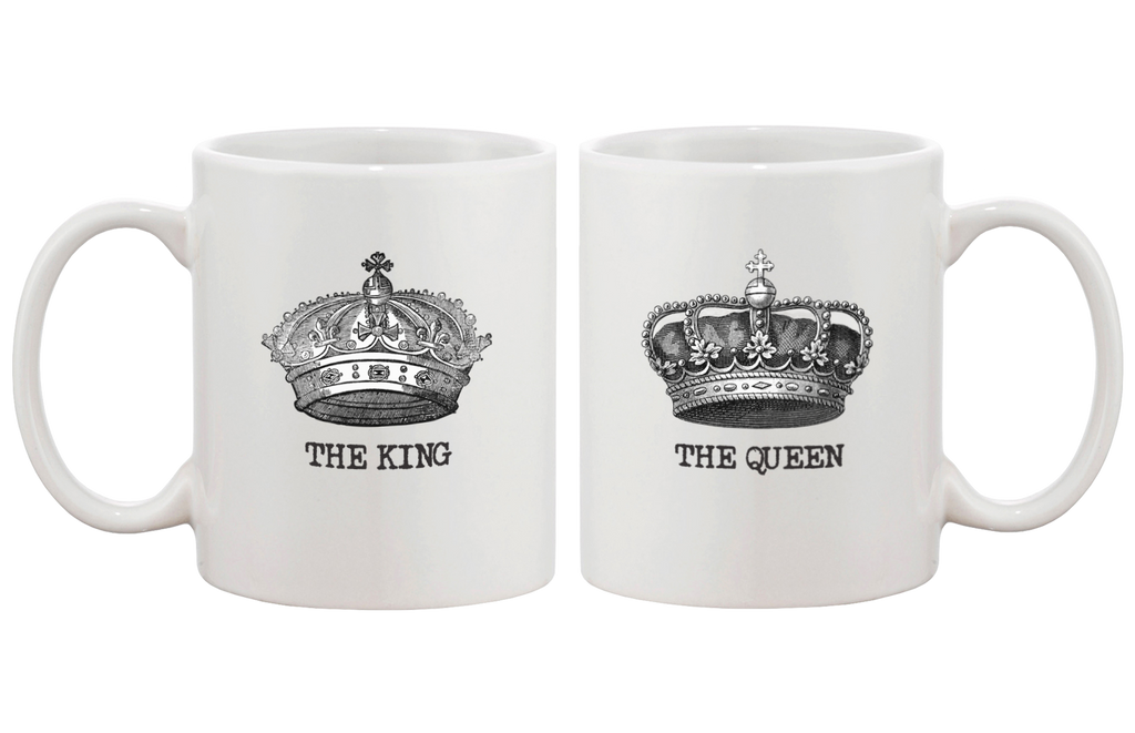The King and Queen Couple Mugs - His and Hers Matching Coffee Mug Cup Gift