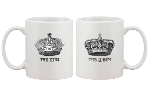The King and Queen Couple Mugs - His and Hers Matching Coffee Mug Cup Gift