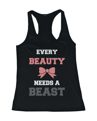 Beauty and Beast Need Each Other His and Her Matching Couple Tank Tops