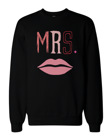 His and Her Mr Mustache and Mrs Lips Matching Sweatshirts for Couples