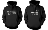 I Love You to the Moon and Back Couple Hoodies Matching Outfit for Couples