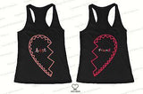 BFF Tank Tops Best Friend Matching Hearts Matching Shirts for Best Friends