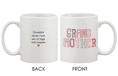 Mother's Day Grandma Coffee Mug for Grandmother - Never Runs Out of Hug Cup