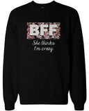 BFF Matching Sweater Crazy BFF Floral Print Sweatshirts for Best Friends