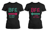 Funny Best Friend Shirts - Crazy BFF Matching Black Cotton T-Shirts