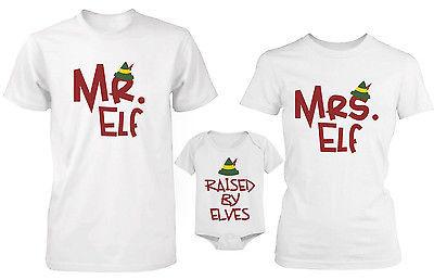 Daddy Mommy and Baby Matching Christmas Elf Family T-Shirt and Onesie Set