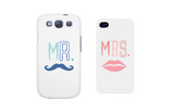 Mr. Blue Mustache & Mrs. Pink Lips Matching Couple White Phonecases (Set)