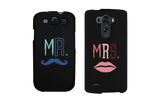 Mr Mustache and Mrs Lips Black Matching Couple Phone Cases Wedding Gift