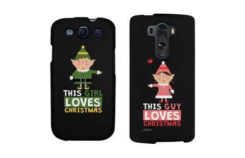 This Girl and Guy Love Christmas Black Matching Couple Phone Cases