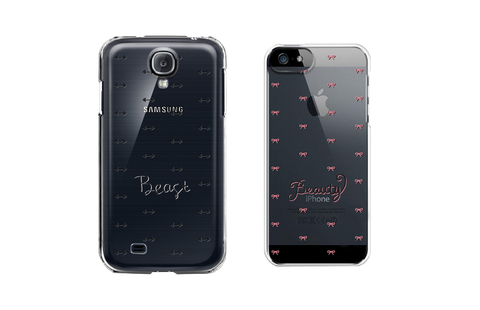 Beauty and Beast Patterned Matching Clear Phone Cases (Set)
