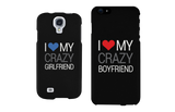 I Love My Crazy Girlfriend and Boyfriend Black Matching Couple Phone Cases