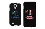 Mr Mustache and Mrs Lips Black Matching Couple Phone Cases Wedding Gift