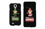 This Girl and Guy Love Christmas Black Matching Couple Phone Cases