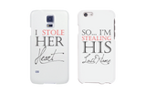 I Stole Her Heart, So I'm Stealing His Last Name Matching Couple White Phonecases (Set)