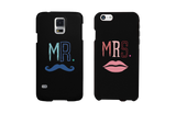 Mr Mustache and Mrs Lips Black Matching Couple Phone Cases Wedding Gift