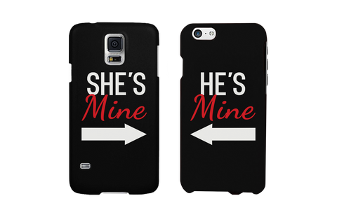 She's Mine and He's Mine Black Matching Couple Phone Cases Valentine's Day
