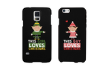 This Girl and Guy Love Christmas Black Matching Couple Phone Cases