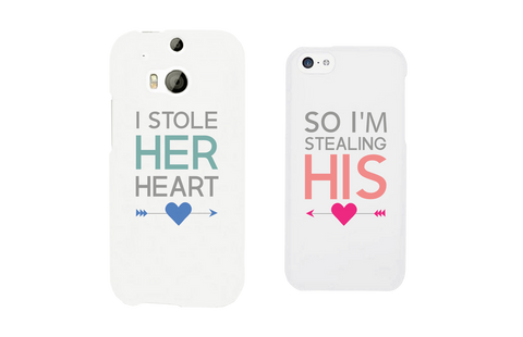 I Stole Her Heart So I'm Stealing His Matching Couple White Phonecases (Set)
