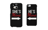 She's Mine and He's Mine Black Matching Couple Phone Cases Valentine's Day