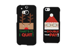 Rudolph and Santa Funny Black Matching Couple Phone Cases Christmas Gifts