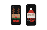 Rudolph and Santa Funny Black Matching Couple Phone Cases Christmas Gifts