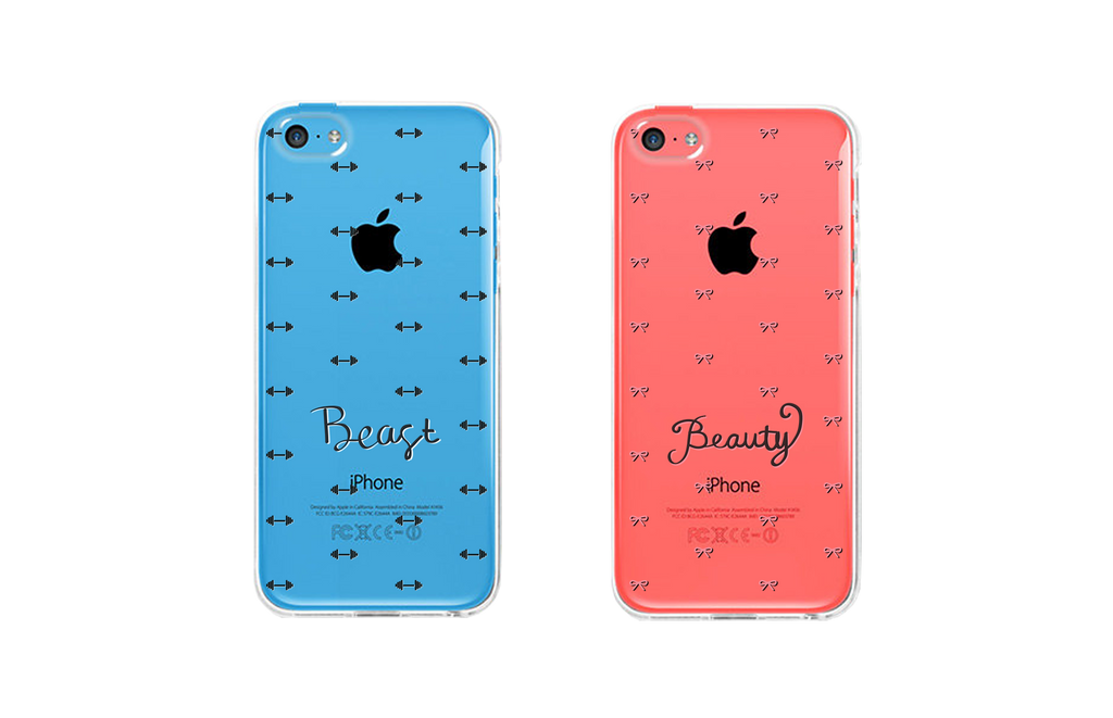 Beauty and Beast Clear Matching Couple Phone Cases Gift for Couples