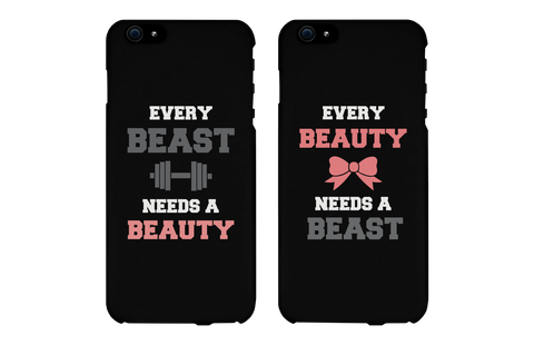 Every Beast Needs a Beauty & Every Beauty Needs a Beast Matching Couple Black Phonecases (Set)