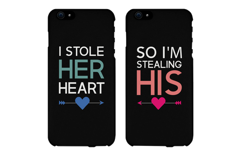 I Stole Her Heart So I'm Stealing His Matching Couple Black Phonecases (Set)