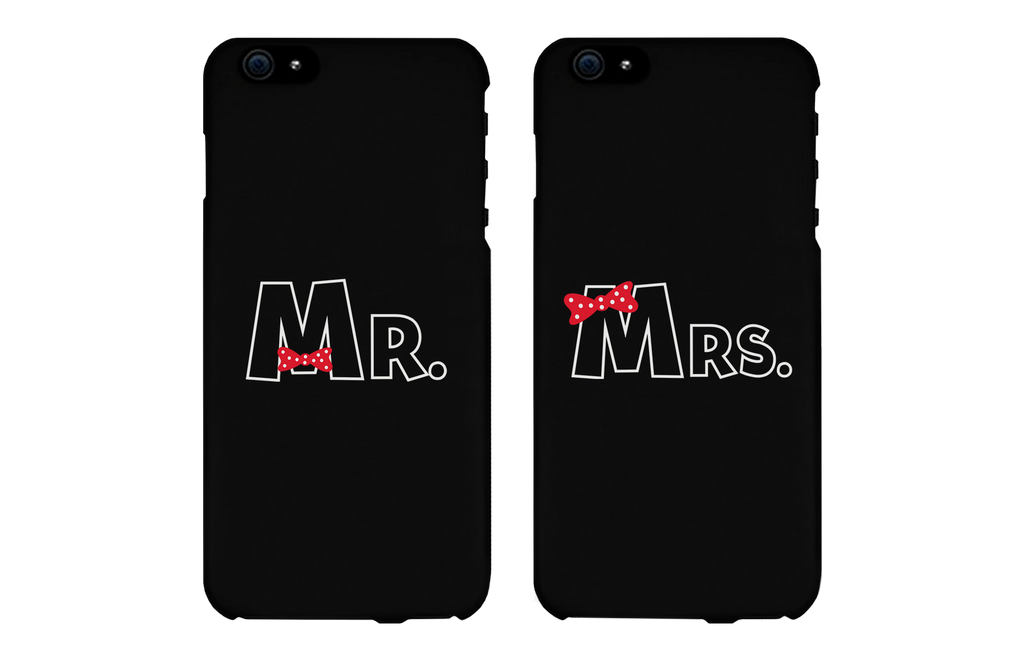 Mr. & Mrs. Bow Tie Matching Couple Black Phonecases (Set)