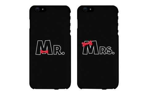 Mr. & Mrs. Bow Tie Matching Couple Black Phonecases (Set)