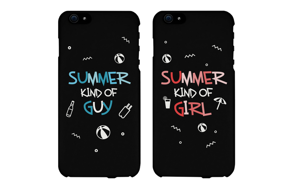 Summer Kind of Guy and Girl Black Matching Couple Phone Cases