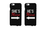 She's Mine and He's Mine Black Matching Couple Phone Cases Valentine's Day