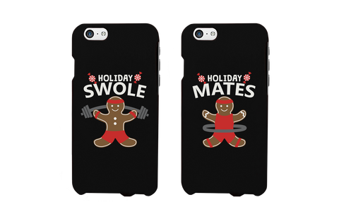 Holiday Gingerbread Swole Mates Matching Couple Phone Cases (Set)