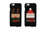 Rudolph and Santa Funny Black Matching Couple Phone Cases Christmas Gifts