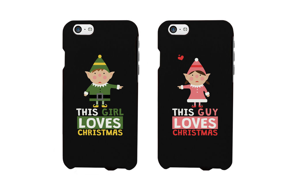 This Guy and Girl Loves Christmas Cute Matching Elf Couple Phone Cases (Set)