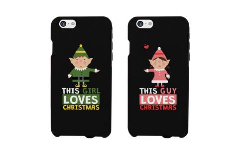 This Guy and Girl Loves Christmas Cute Matching Elf Couple Phone Cases (Set)