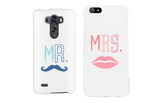 Mr. Blue Mustache & Mrs. Pink Lips Matching Couple White Phonecases (Set)